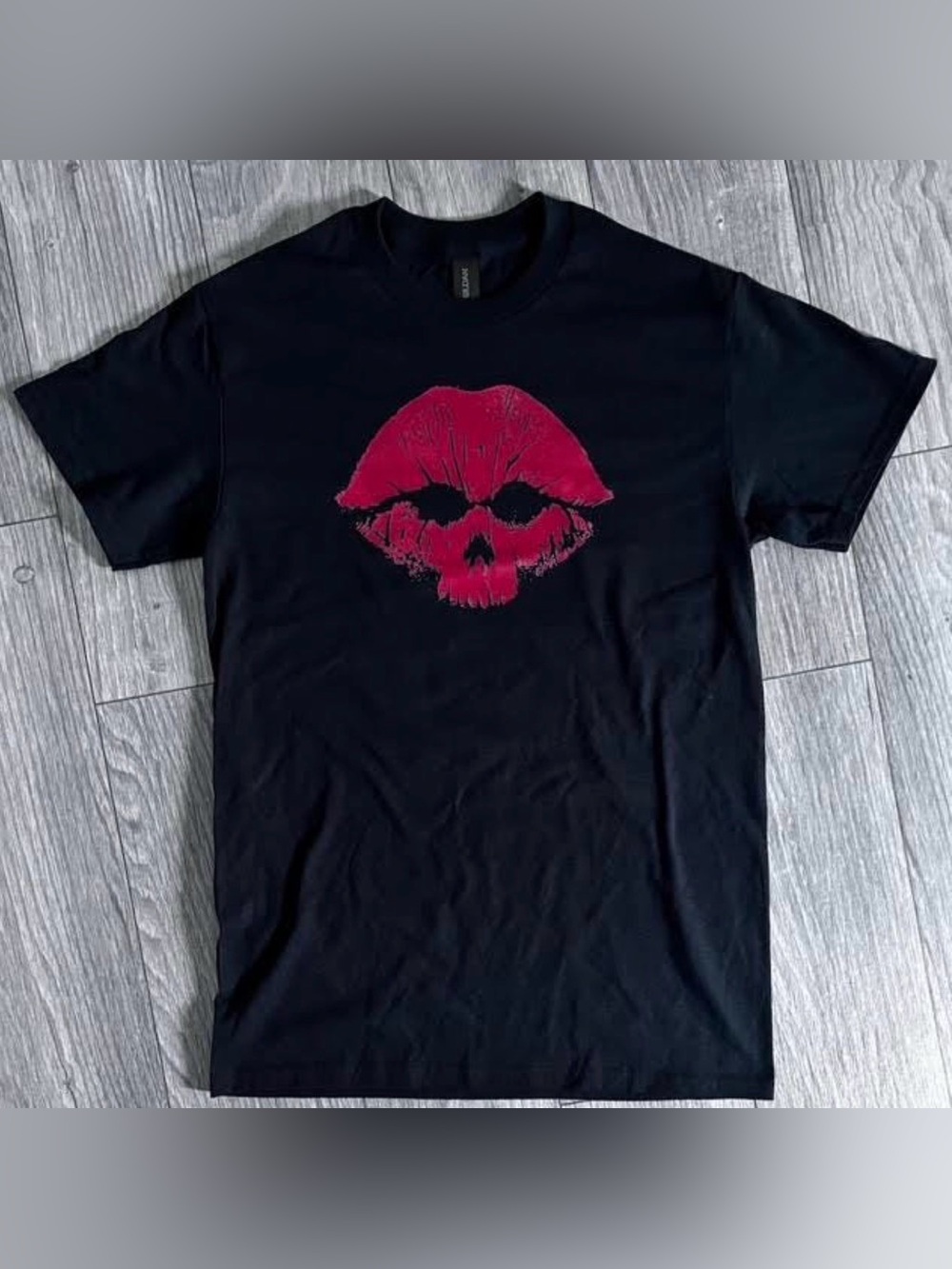 Kiss of death goth punk film color black Large Unisex T-shirt
